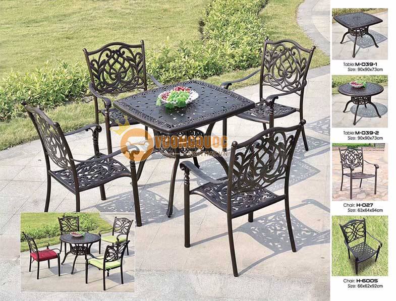 Bộ bàn ghế ngoài trời hợp kim cao cấp ZX M039H027-1